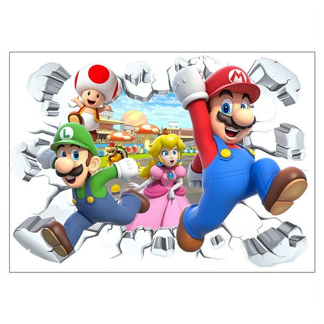 56*40 cm #A Super Mario Bros. Adhesivo de pared Adhesivos de pared extraíbles para habitación de niños, dormitorio, sala de estar, guardería, decoración del hogar, decoración de dibujos animados, art
