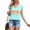 1-Blue, variant on MAMA Pumpkin check Graphic Sleeveless V-neck T-Shirt Women's Autumn Casual Top
