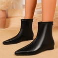 thumbnail image 6 of Dasayo Dress Women Booties Black Ankle Wide Calf Flat Pointed Toe Faux Leather Boots Shoes Women 36, 6 of 9