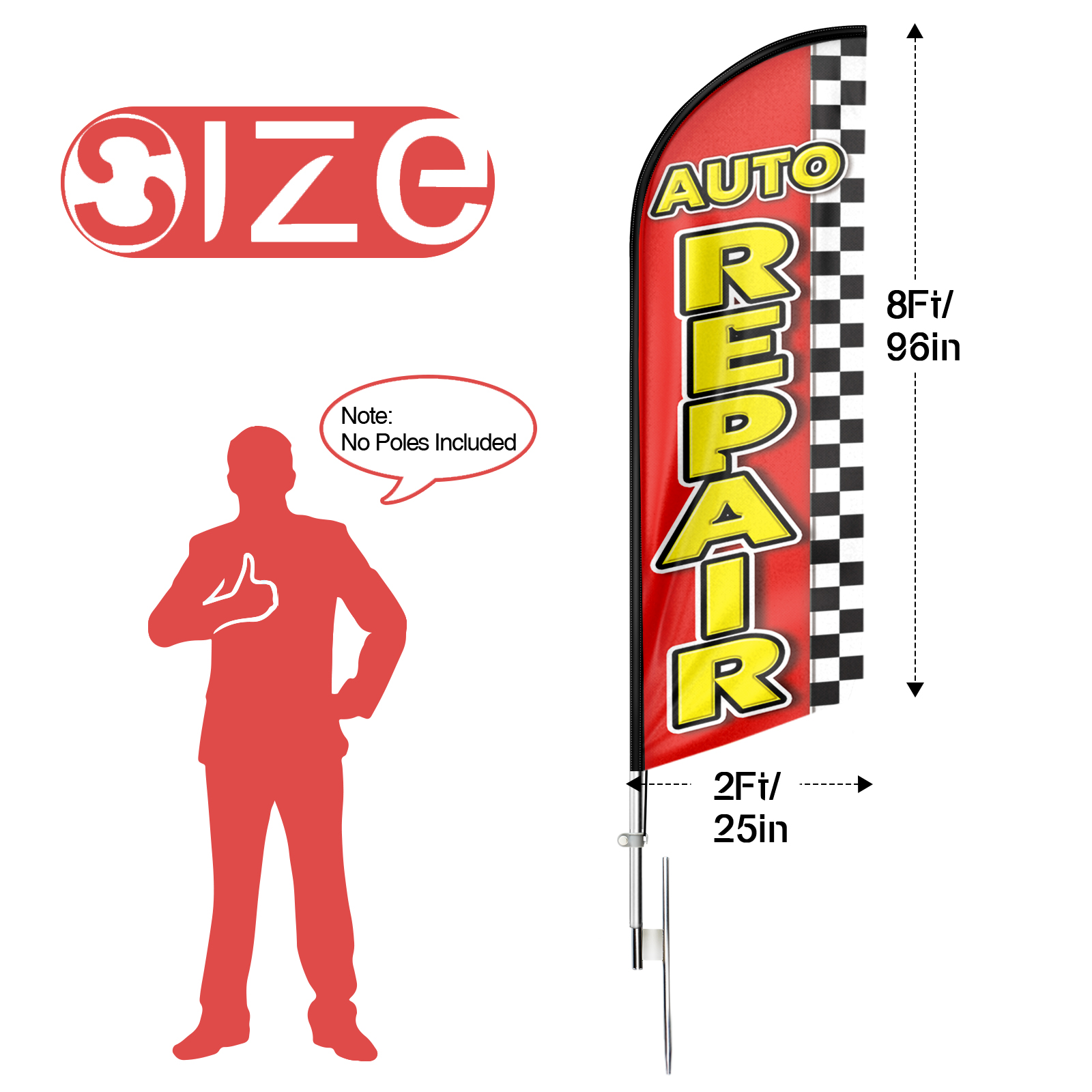 Auto Repair Sign Feather Flag,8FT Auto Repair outdoor advertising flag, Auto Repair Business Sign,Auto Repair Swooper Flag（FLAG ONLY）