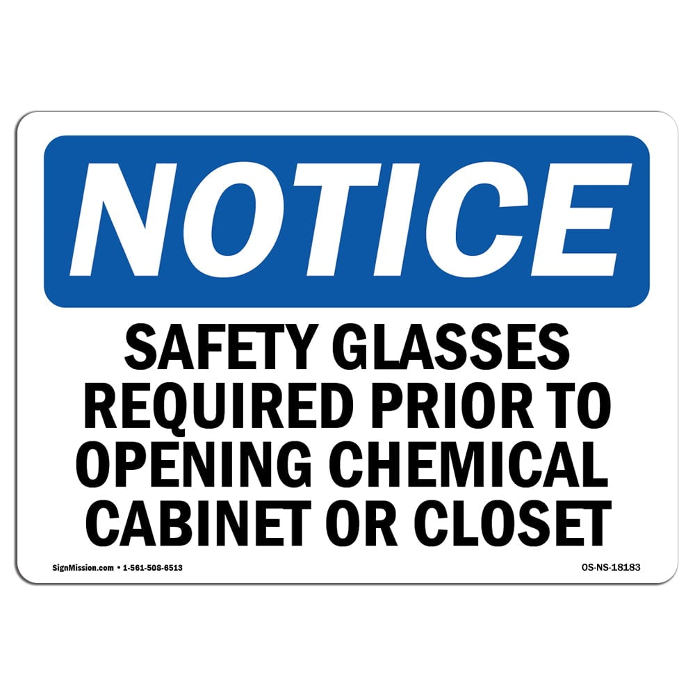 Caution safety glasses required 12" x 8" Aluminum Sign OHSA WILL NOT RUST USA 