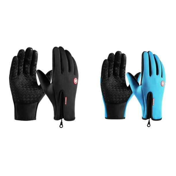 2 Pares De Guantes De Invierno Cortavientos Para Ciclismo Talla XXL Negro Y Talla XL Azul XXL Negro y XL Talla Azul jinwen guantes de invierno