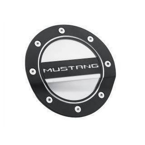 Drake Muscle Cars FR3Z-6640526-MB Fuel Door Comp Series Black/Silver Mustang Logo