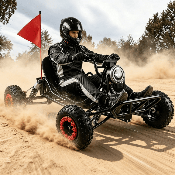 STICCIO Electric Go Kart, 2000W 48V Off-Road Buggy with Suspension, 25MPH 3-Speed for Ages 10