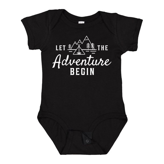 Inktastic Let the Adventure Begin with Camping Tent and Mountains Boys or Girls Baby Bodysuit