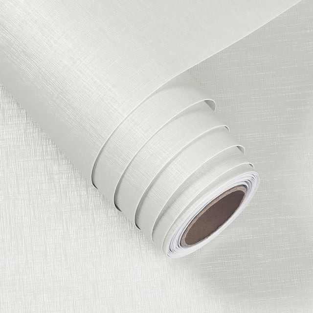 FunStick Grasscloth Peel and Stick Wallpaper Pearl White Grass Cloth