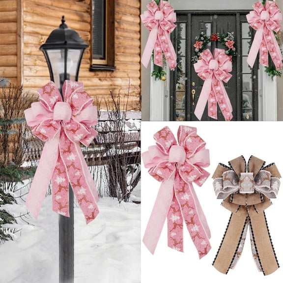 Xuniizn Christmas Bows Large Christmas Tree Bows 1Pc Coffee Velvet Bows for Christmas Tree Hand Tied Easy Hanging Holiday Christmas Ornaments Party Door Gifts, Christmas Decoration for Home