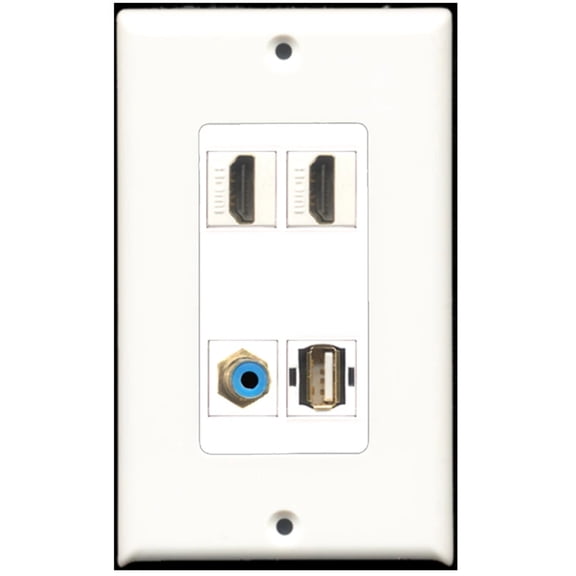 Ultra Spec Cables 2 Port HDMI 1 Port RCA Blue 1 Port USB A-A Wall Plate DecorZ