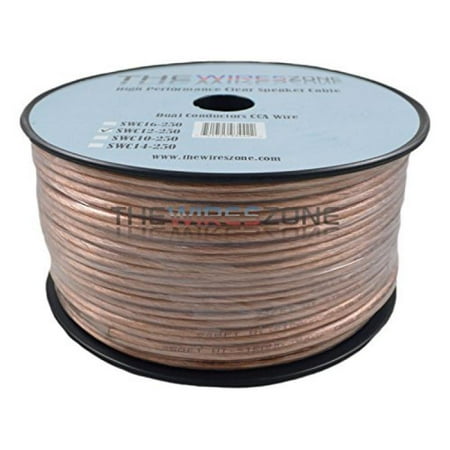 The Wires Zone SWC12-250 Clear Transparent 250', 12 Gauge, AWG Speaker Wire Cable for Car Home