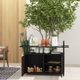 thumbnail image 2 of Outsunny PE Rattan Outdoor Bar Cart with Shelf & Cabinet, Mixed Brown, 2 of 10