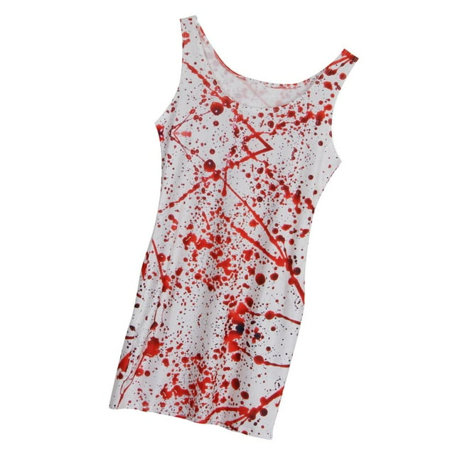 vestido sangriento de miedo de Halloween,mini vestido corto con manga de salpicaduras de sangre,vestido ajustado de horror blood drop,disfraz de mujer para mujer de Halloween,disfraz de fiesta