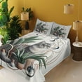 thumbnail image 2 of Ambesonne Cat Fitted & Top Sheet Set with Shams, Kitty in a Noble Pose Bohemian, Grey Green Pale Rust, 2 of 5