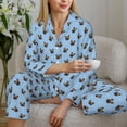 thumbnail image 4 of Goofa french Bulldog Face Printed Women’s 2 Piece Pajama Set Super,Pajamas Women's Long Sleeve Sleepwear Soft Button Down Loungewear Pjs Lounge Set Nightwear-Large, 4 of 9