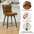 thumbnail image 5 of 26"Bar Stools Set of 4, 360°Swivel Counter Height Bar Stools Faux Leather Upholstered Barstools with Back & Metal Legs Bread grid Counter Height Barstools for Bar Kitchen Dining Room Brown, 5 of 12