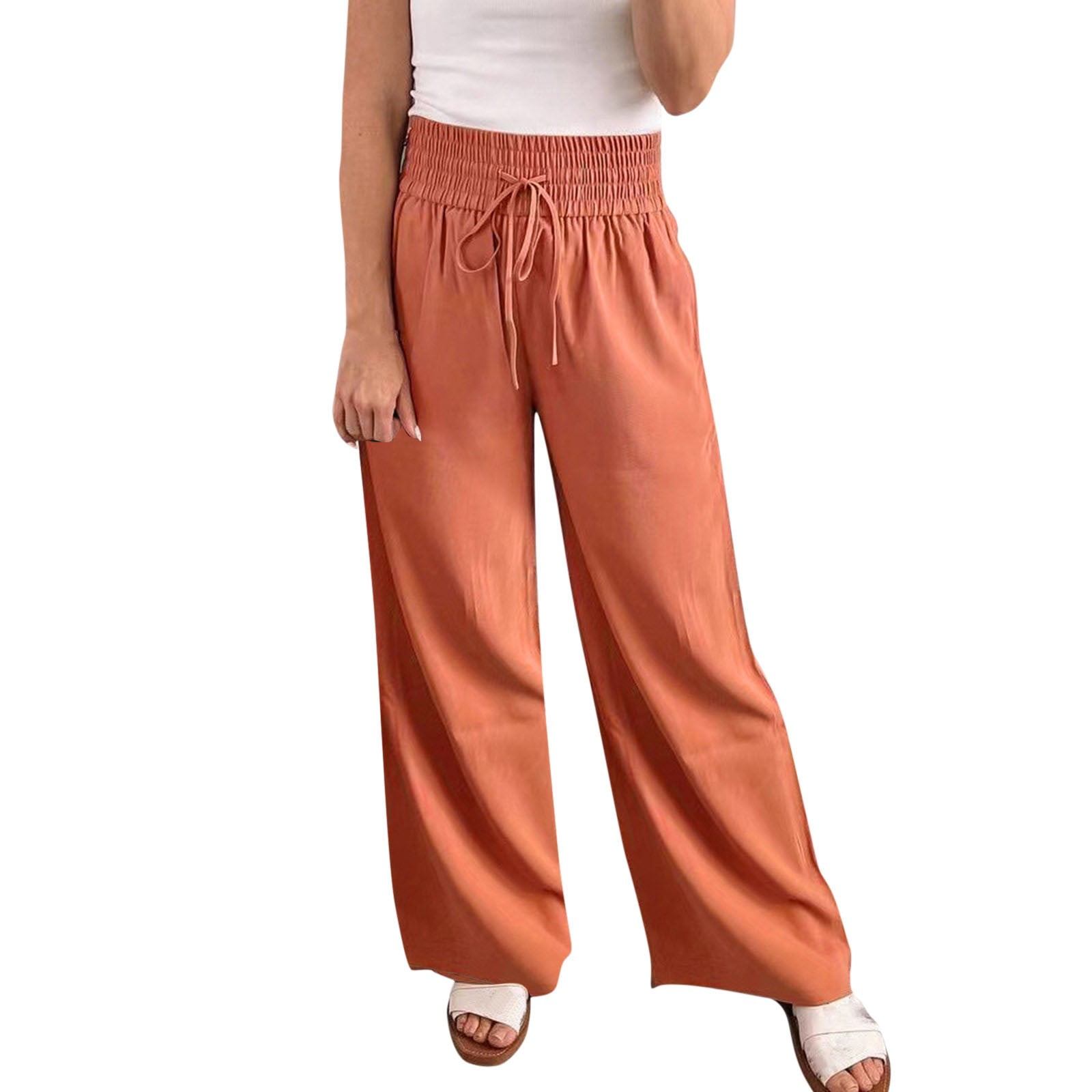 PEASKJP Women's Ease Into Comfort Everyday Chic Straight Pant w/Tummy  Control Womens Sweatpants Orange - Walmart.com