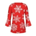 thumbnail image 5 of Timegard Plus Size Tops for Women Notched V Neck Button Christmas Day Print Ruffle 3/4 Sleeve Tunic Tops, 5 of 5