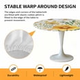 thumbnail image 6 of Yellow White Daisy Elastic Fitted Round Table Cover Floral Butterfly Leaf Waterproof Outdoor Tablecloth for Holiday Party, Picnic, Patio & Dining Fits Tables Up to 55"-60", 6 of 8