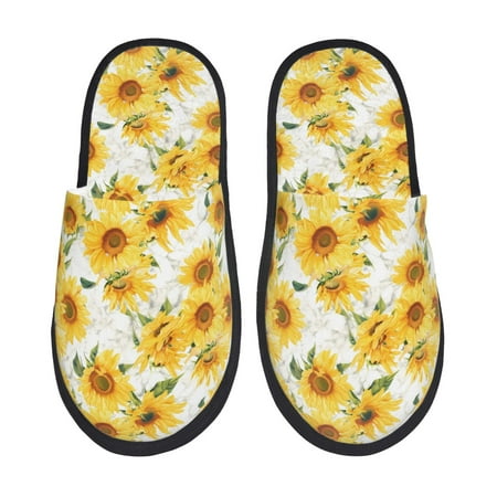 Balery Artistic Marble Pattern Sunflower Slient Indoor Furry Fleece Comfort House Shoes Soft Non-Slip Home Shoes Cotton slippers House Slippers-- Medium