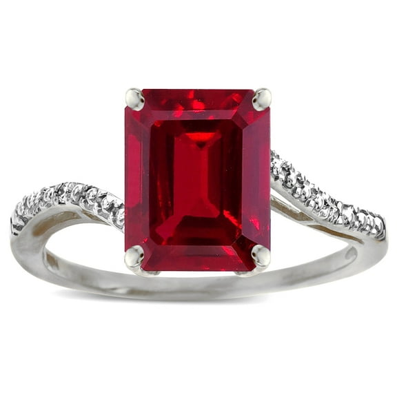 Star K � Octagon Emerald Cut Big Stone 10x8 Created Ruby Bypass Solitaire Ring