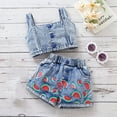 thumbnail image 3 of LYMAYTER Kids Girls Denim Tanks Outfit 2PCS Toddler Cute Sleeveless Tank Tops + Denim Shorts Set for 1-6 Years, 3 of 9