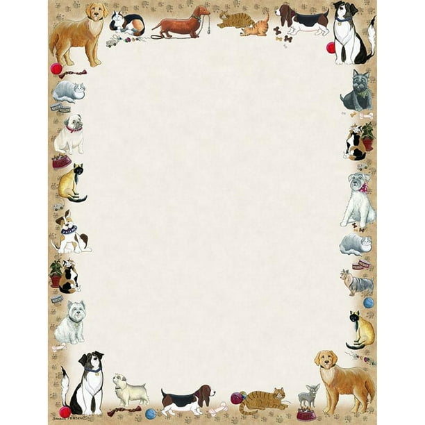 Doggies And Cats Letterhead Sheets 8 1/2in. x 11in. 25 Sheets
