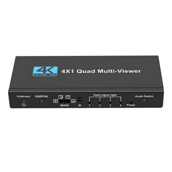 4K HDMI Multi-viewer 4x1 HDMI Quad Multi-Viewer Seamless Switcher 4 in 1 Out with Loop for PC