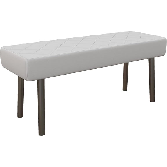 ZALIX Modern Ottoman Bench, 39.4" Faux Leather Upholstered End of Bed Bench with Metal Legs and Padded Seat, Rectangular Entryway Bench, Gray