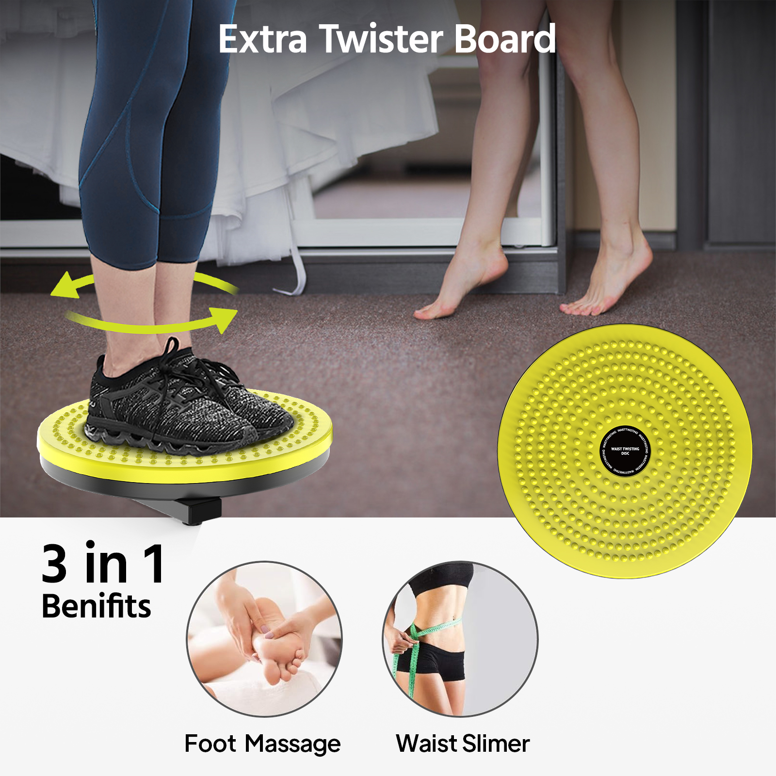 Pooboo 4-in-1 Folding Exercise Bike with Twister Board photo 2