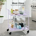 thumbnail image 4 of Best Choice Products 2-Tier Rolling Bar Cart Indoor/Outdoor w/ Storage Shelves, Wine Rack, Lockable Wheels - Lavender, 4 of 9
