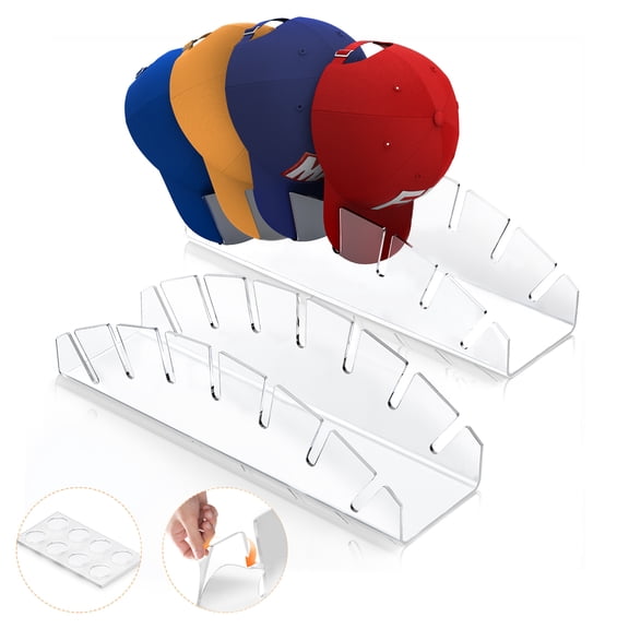 Hat Organizer for Baseball Caps,2pack HopePow with 14 Slots Hat Stand Display Rack Hanging Cap Holder Hangers for Closet,Bedroom,Storage Organizer Hat Hangers for Wall,Desktop Clear2