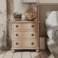 thumbnail image 3 of COZAYH Farmhouse 3 Drawer Nightstand with Distressed Wood Finish, Rustic Vintage Dresser with Curved Front Design, Solid Pine Base for Bedroom, Almost Fully Assembly, Transitional, Brown, 3 of 9