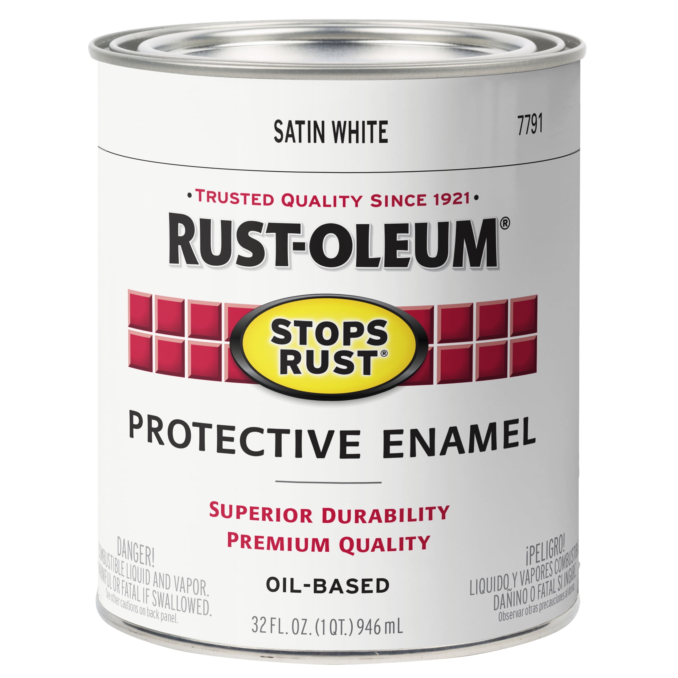 2 Pack, White (450 Voc), Rust-Oleum Stops Rust Satin Protective Enamel- 7791502, Quart