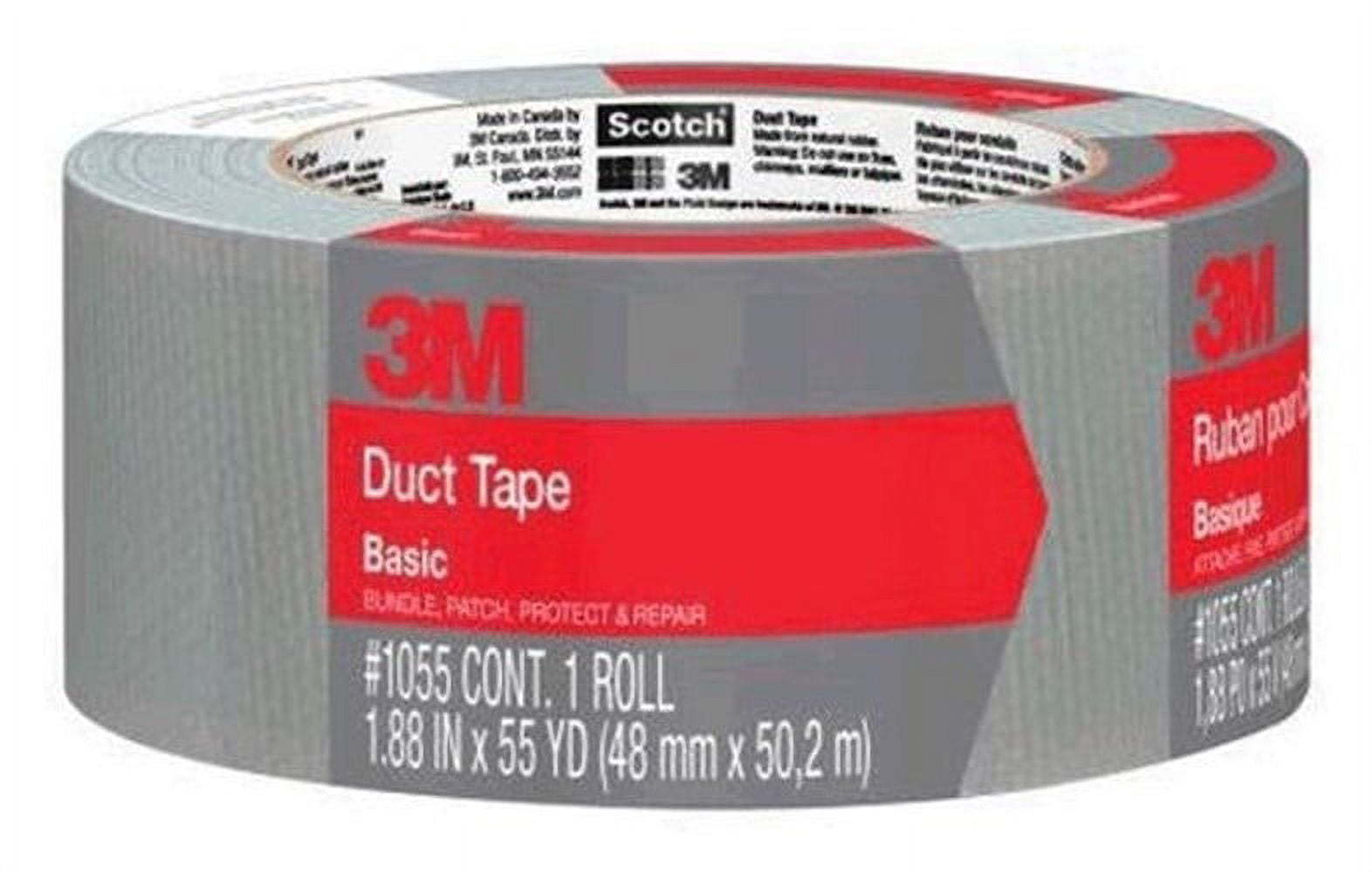 3M Silver Basic Duct Tape 1.88"wx55yd, Single Roll