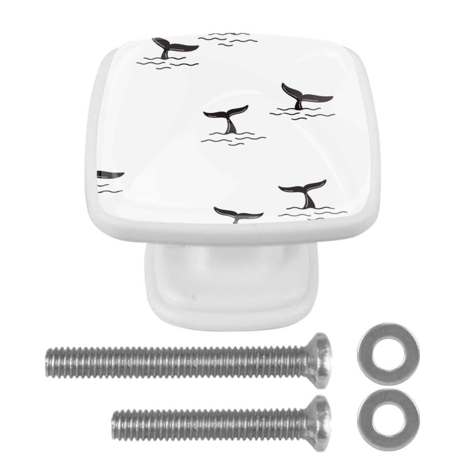 Ownta Whale Tail Square Glass Drawer Handles Knobs Pulls With Screws
