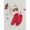 thumbnail image 4 of Michellecmm  Christmas Boys Pants Set, Embroidery Letters Sweatshirt Pants, 4 of 9
