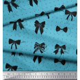 thumbnail image 2 of Soimoi Blue Poly Georgette Fabric Bow & Dots Print Fabric by Yard 52 Inch Wide, 2 of 5