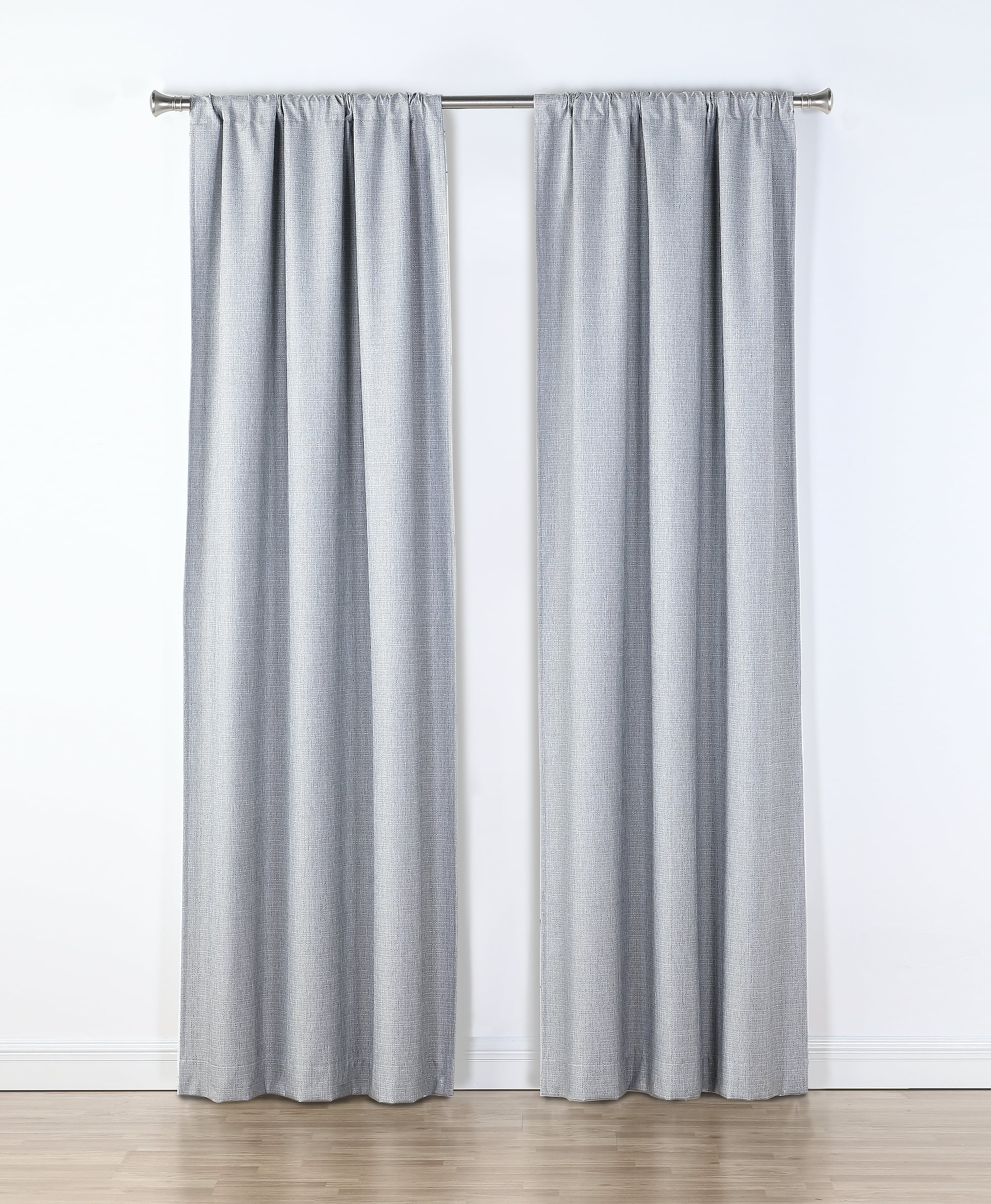 Ecologee Textured 100% Blackout Indoor Curtains 2 Pack Panel Set - 100% Recycled, Gray, 40" W x 63" L
