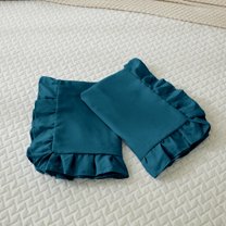 Ayanshi Bedding Ruffle Pillow Shams Queen Size Set of 2, 20X30 -Ruffled Fringe Design Pillow Cases Soft & Smooth - Unique Collection Pillow Covers 20X30 - Teal