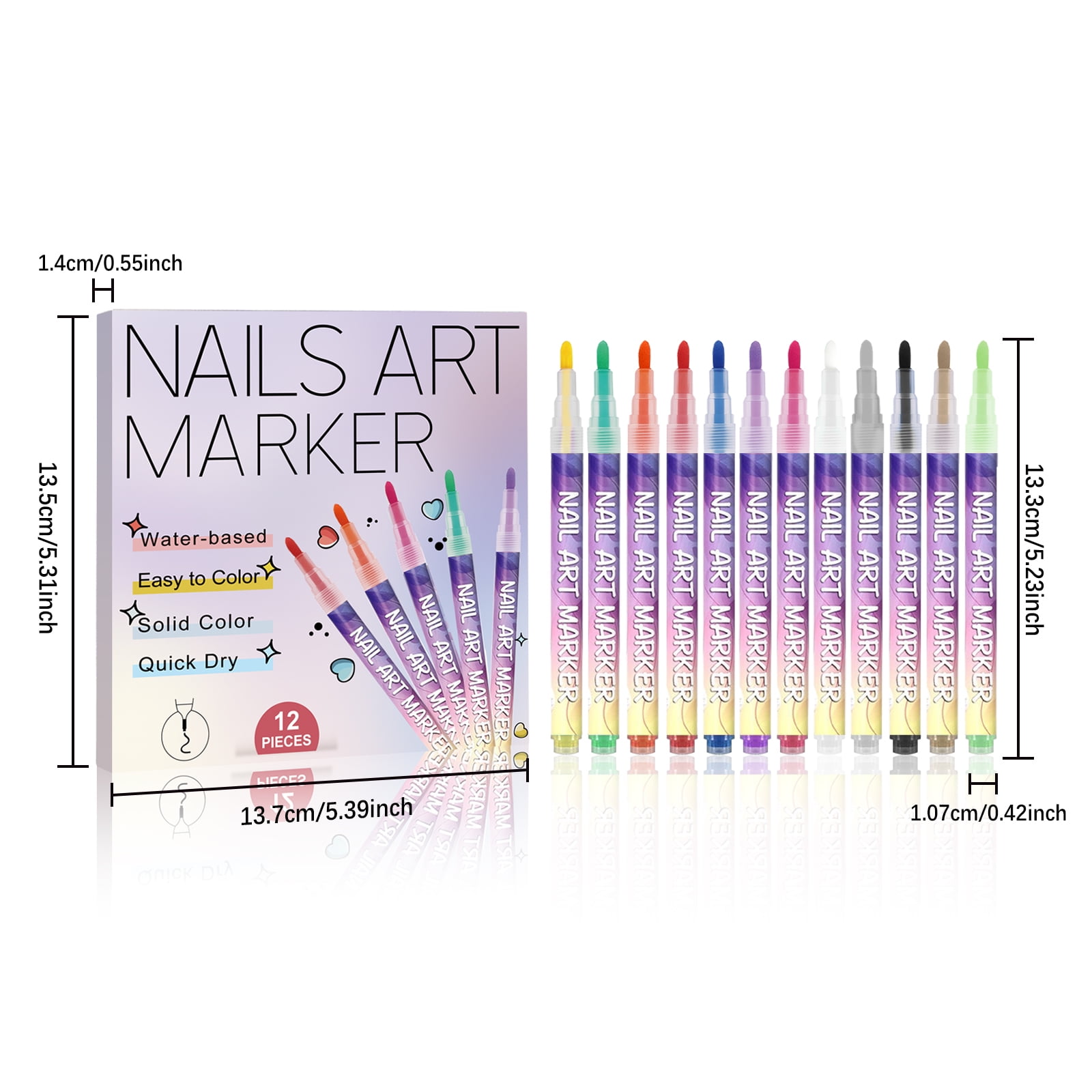 12 Colors 3D Nail Polish Pens for Painting, Nail Art Pens Set, 2025 Upgrade Nail Art Markers for Gel Nails, DIY Quick Dry Graffiti Dotting Point Liner Pens, Nails Art Drawing Tool