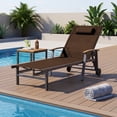 thumbnail image 2 of Harbweb Outdoor Chaise Lounge Chair , 5-Position Adjustable Sun Tanning Chair with Pillow, Aluminum Patio Lounge Chair with Wheels & Armrests for Garden, Beach, Patio, Pool, Brown, 2 of 8