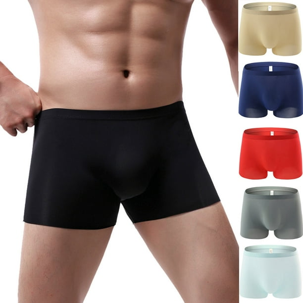 XZNGL Sexy Underwear Work Pants Mens Sexy Underpants Pure Color Breathable  Patchwork Ice-Silk Underwear