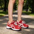 thumbnail image 5 of pwidon Women's Chunky Sneakers Athletic Shoes Platform Breathable Mesh Walking Running Casual Fashion Trainers Red 7, 5 of 5