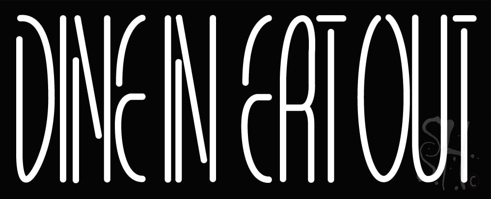 Dine In Eatout LED Neon Sign 13 x 32 - inches, Black Square Cut Acrylic ...