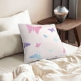 thumbnail image 6 of DouZhe Velvet Decorative Throw Pillow Covers Set of 2, Soft Square Cushion Cover with Invisible Zipper Cute Pastel Pink Butterfly Printing, 20"x20", 6 of 7
