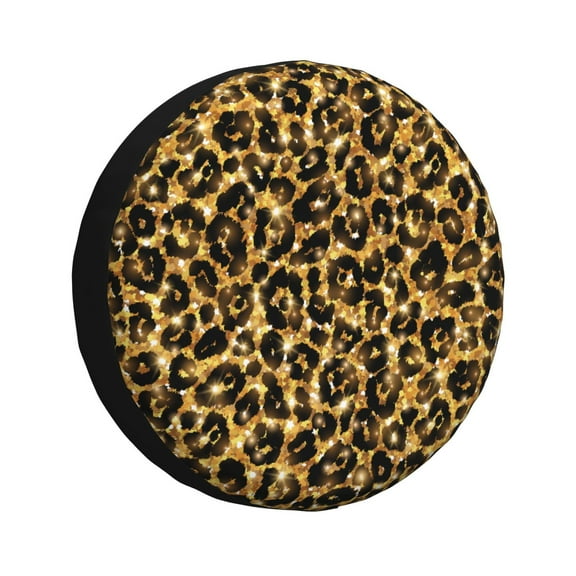 Naloa Gold Glitter Leopard PVC Leather Spare Tire Wheel Cover for Car Truck SUV Camper Trailer Universal Fit many size14 inch