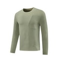 thumbnail image 2 of M-4X Plus Size T Shirts with Zipper Pocket Long Sleeve Big & Tall Running T-Shirts Solid Stretchy Slim Crewneck Cooling Athletic Tees Tops, 2 of 5