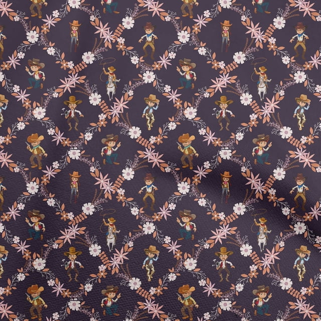 oneOone Viscose Chiffon Purple Fabric Cowboy Sewing Craft Projects Fabric Prints By Yard 42 Inch Wide