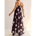 thumbnail image 5 of Brown Polka Dot Sheer Tiered Maxi Dress With Spaghetti Straps Flowy Cami Summer Sundress, 5 of 8