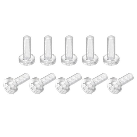 

M8x25mm Plastic Phillips Bolts PC Pan Head Machine Screws Transparent 30 Pack