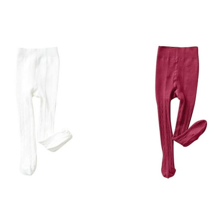 (2-Pack) Girls Tights Girls Linen Pants Toddler Cable Knit Warm Kid Clothes Girl Leggings Seamless Stretchy Stockings Girls Lined Leggings Pantyhose Winter Socks